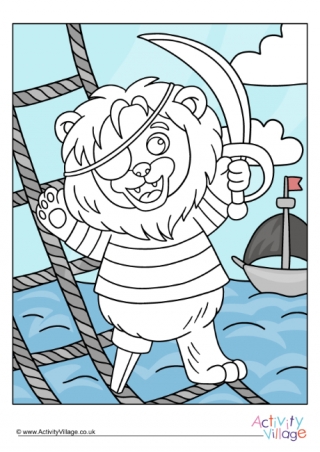 Pirate Lion Colour Pop Colouring Page