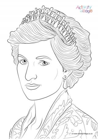 Princess Diana Colouring Page