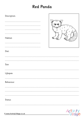 Red Panda Fact Finding Worksheet 