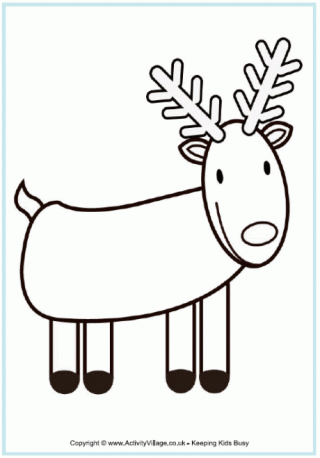 Christmas Reindeer Colouring Page