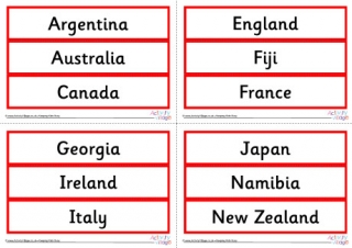 Rugby World Cup 2019 Country Cards