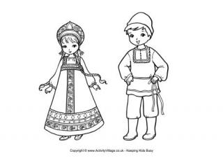 Russian Children Colouring Page