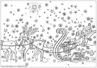 Santa's Sleigh Colouring Page