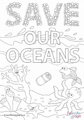 Gambar World Oceans Day Kids Save Colouring Page Clean Earth Coloring ...