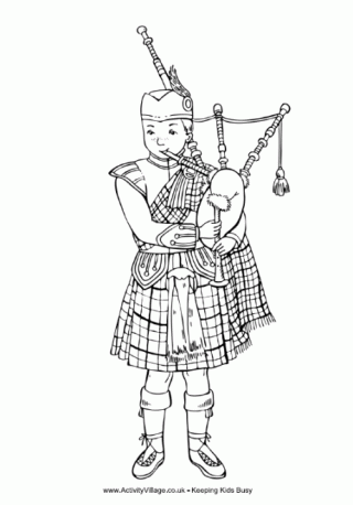 Scottish Piper Colouring Page