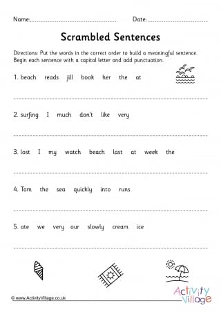 scrambled sentences worksheet ks1