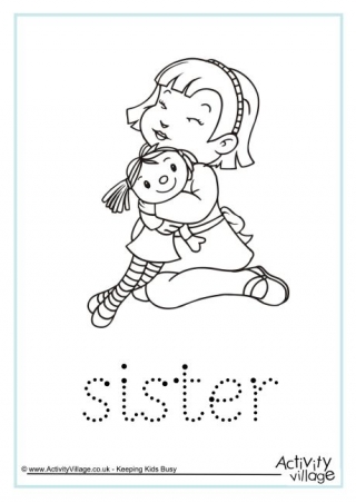 the word sister coloring pages