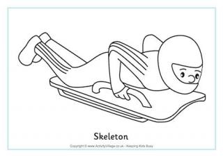 Skeleton Sled Colouring Page