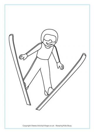 Ski Jumping Colouring Page