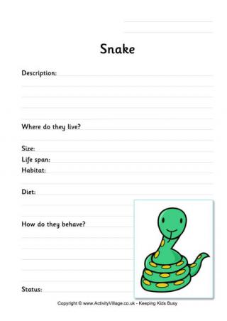 research an animal worksheet Snake Worksheets