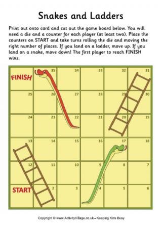 snakes and ladders template and instructions