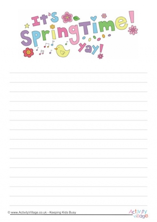 Primary Lined Writing Paper Printable-Spring Themed • Mrs E Virtually