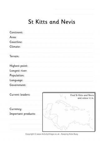 St Kitts and Nevis Fact Worksheet