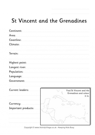 St Vincent and the Grenadines Fact Worksheet