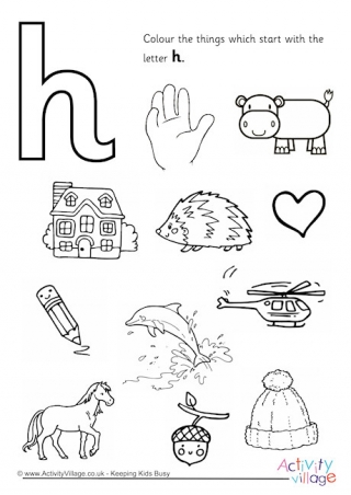 Start With The Letter H Colouring Page