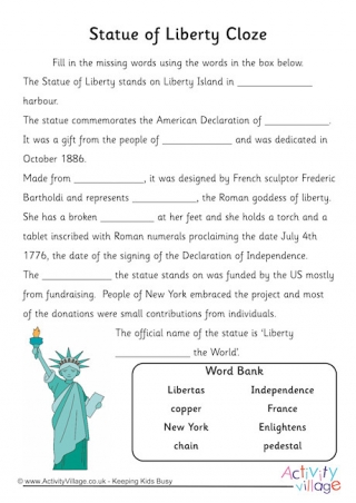 Statue of Liberty Writing Page