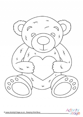 coloring pages teddy bear holding roses