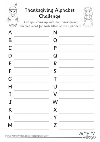Thanksgiving Alphabet Challenge