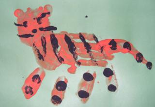 Tiger Handprint Painting