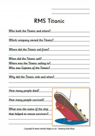 Titanic Timeline Worksheets