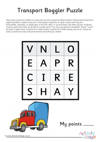 Transport Boggler Puzzle