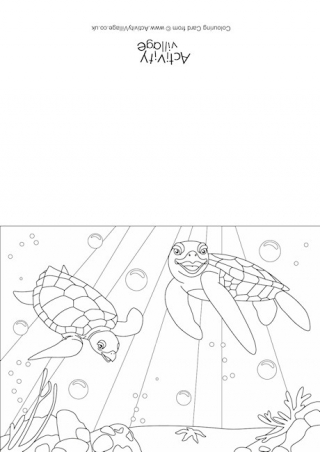 Turtles Scene Colouring Card