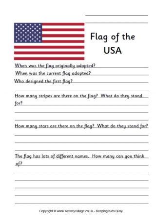 United States of America Flag Worksheet