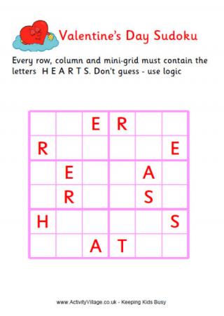 valentine word sudoku difficult