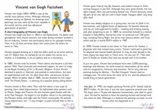 Vincent van Gogh Factsheet