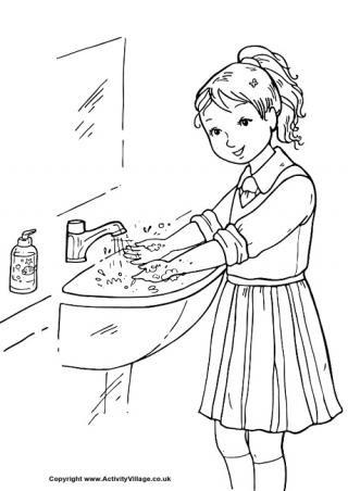 Wash Your Hands Colouring Page
