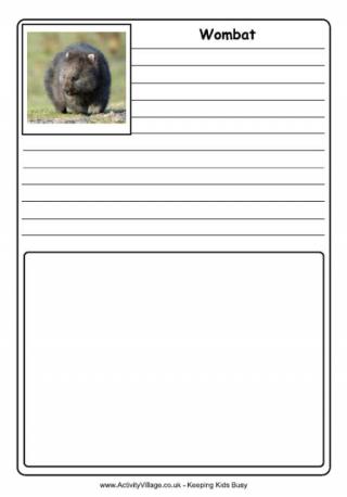 Wombat Notebooking Page