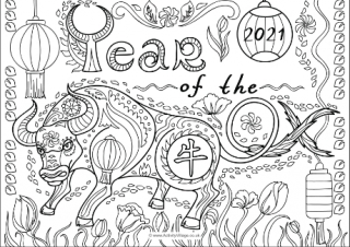 Year Of The Ox Colouring Page 1