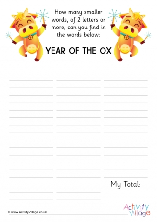 many words year ox puzzles puzzle