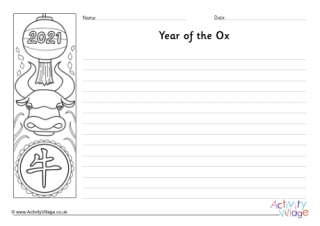 Year Of The Ox Writing Frame