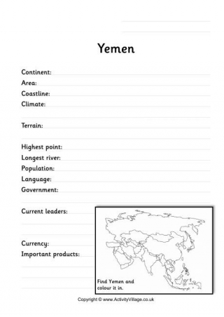 Yemen Fact Worksheet