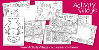 New Year of the Ox Colouring Pages