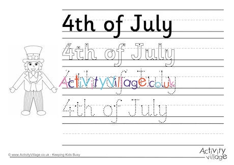 4th Of July Handwriting Worksheet