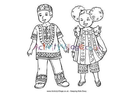 african village coloring pages