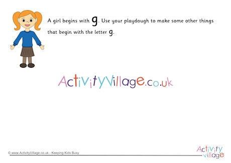 Alphabet Begin With The Letter G Playdough Mat