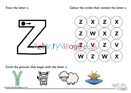 Alphabet Learn the Letter Z Worksheet