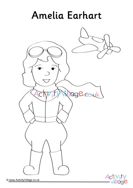 coloring pages of amelia earhart