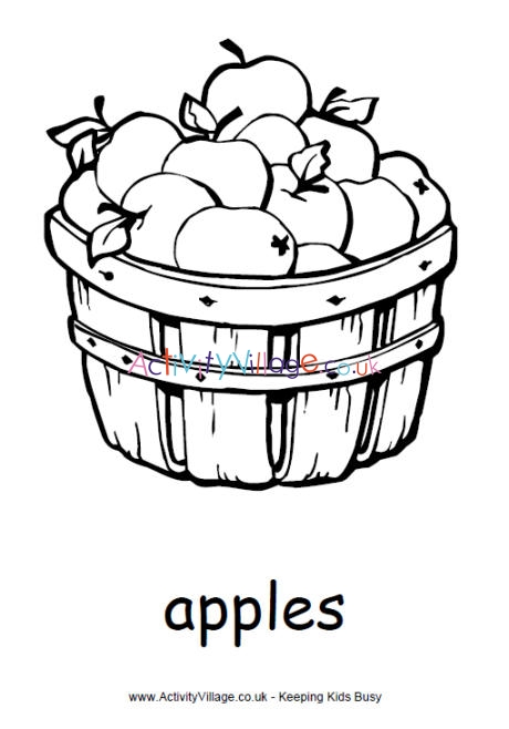 apple basket coloring page