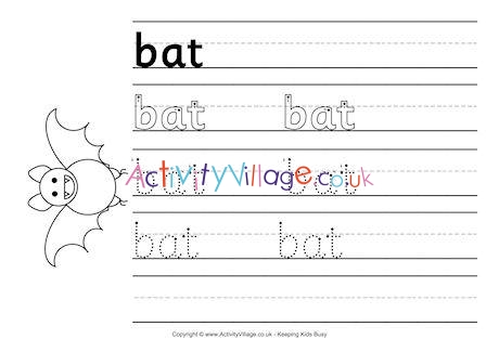 Bat Handwriting Worksheet