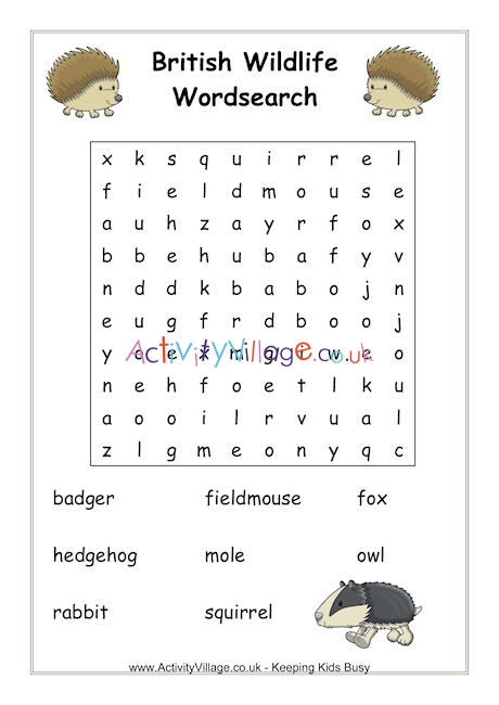 British Wildlife Wordsearch