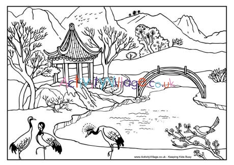 Download Chinese Scene Colouring Page