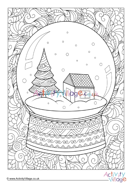 free christmas coloring pages snow globe