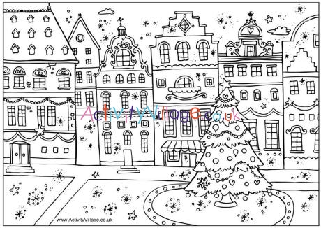 Christmas Market Coloring Page