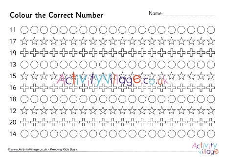 colour 11 to 20 worksheet