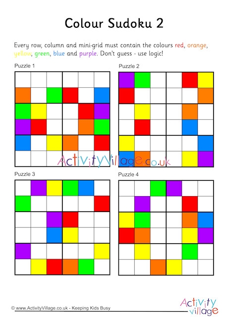 colour sudoku 6x6 puzzles 2