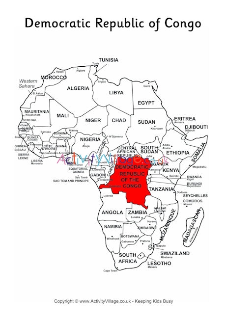 Congo In Map Of Africa Democratic Republic Of Congo On Map Of Africa